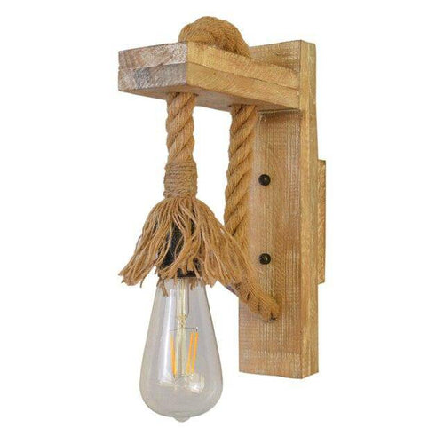 Applique murale rustique LED en bois avec cordage rétro - vue 6 sur 5