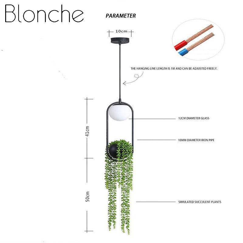 Suspension design LED avec boule en verre et fleurs suspendues - vue 7 sur 7