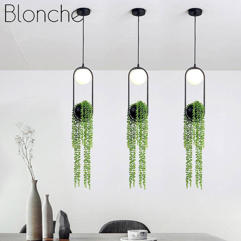 Suspension design LED avec boule en verre et fleurs suspendues - vue 4 sur 7