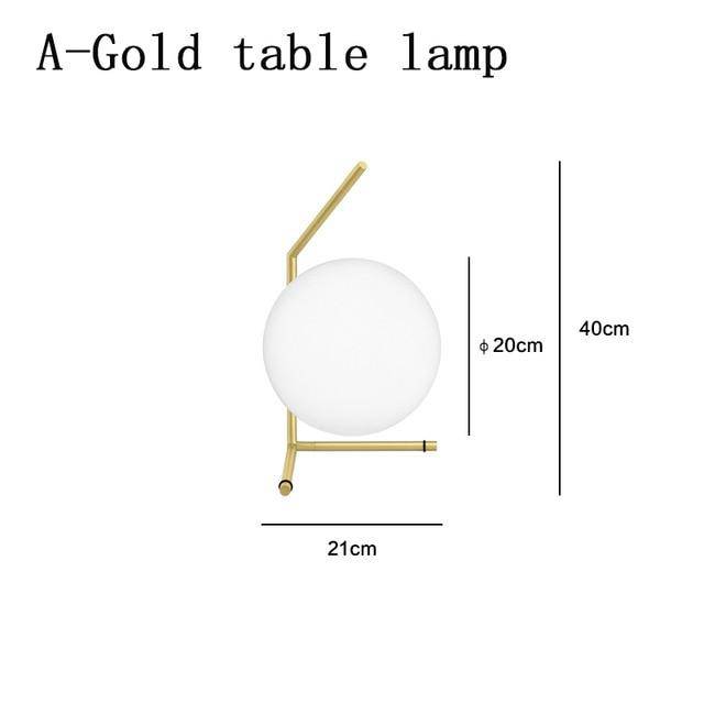 Lampe de chevet design dorée avec boule en verre Lampen - vue 3 sur 4