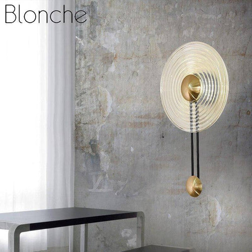 Applique murale design LED avec cercle doré et disque en verre Sconce