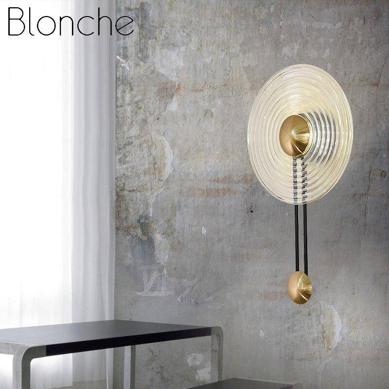 Applique murale design LED avec cercle doré et disque en verre Sconce - vue 3 sur 5