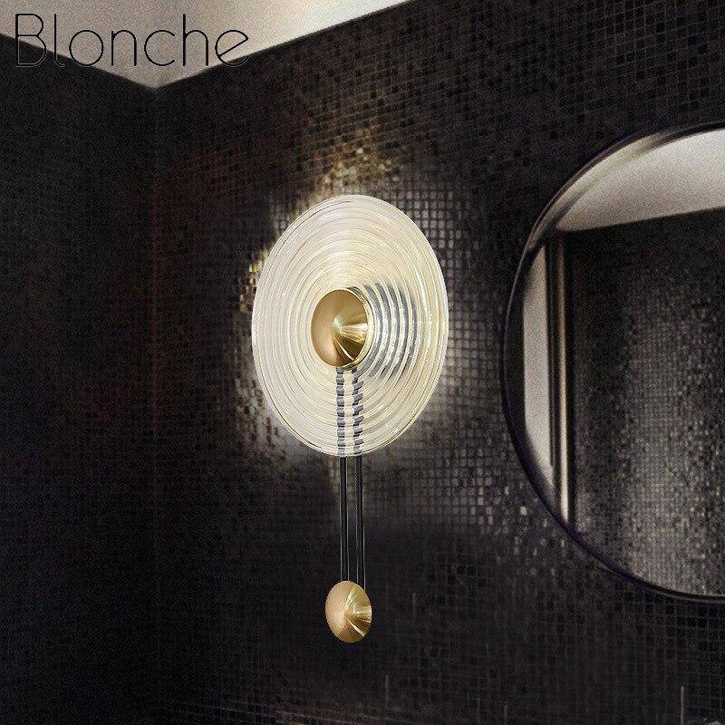 Applique murale design LED avec cercle doré et disque en verre Sconce - vue 4 sur 5