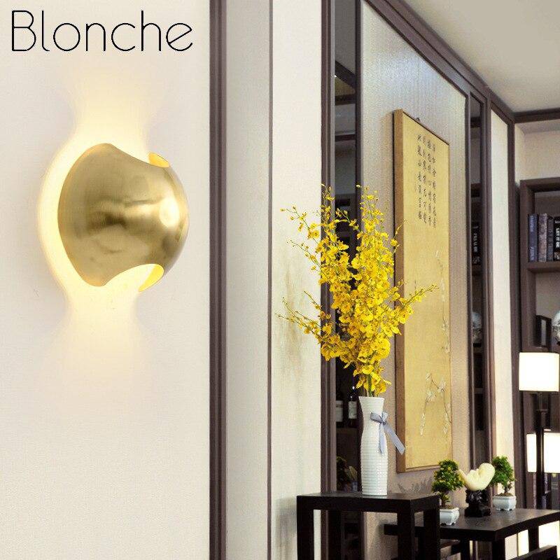 Applique murale design LED arrondie en métal doré Art - vue 6 sur 6