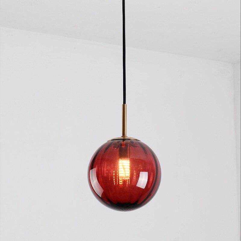 Suspension design LED boule en verre coloré style Hang - vue 6 sur 15