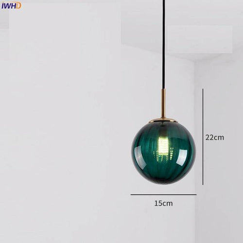 Suspension design LED boule en verre coloré style Hang - vue 16 sur 15