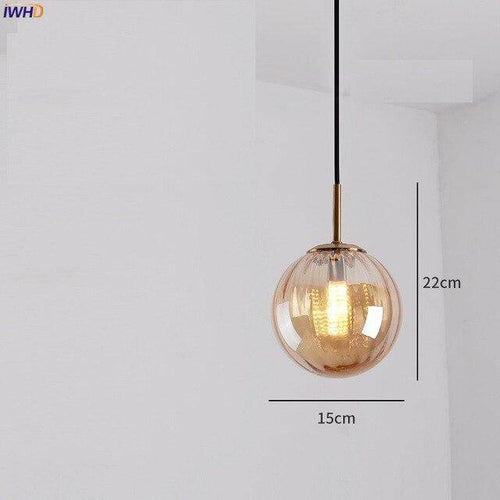 Suspension design LED boule en verre coloré style Hang - vue 11 sur 15