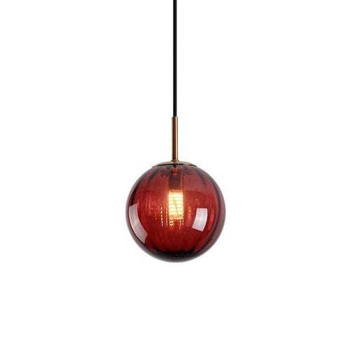 Suspension design LED boule en verre coloré style Hang - vue 5 sur 15