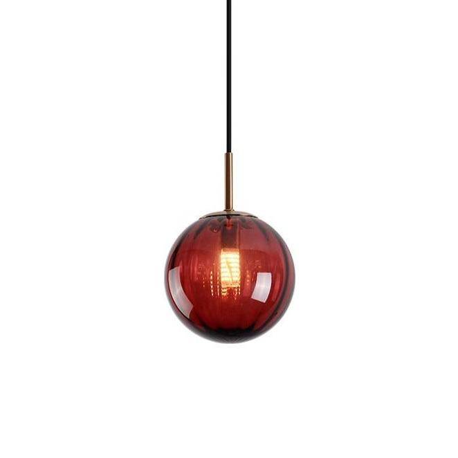 Suspension design LED boule en verre coloré style Hang - vue 4 sur 15