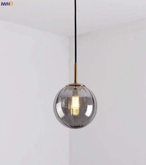Suspension design LED boule en verre coloré style Hang - vue 8 sur 15