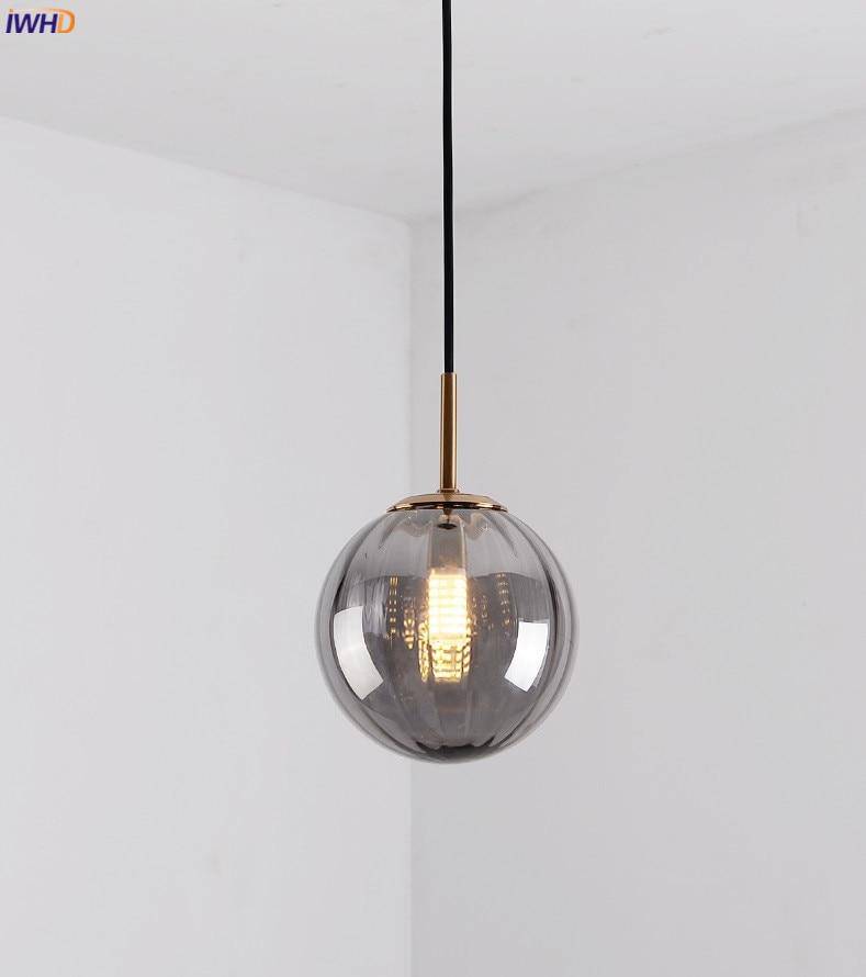 Suspension design LED boule en verre coloré style Hang - vue 7 sur 15