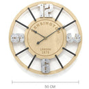 Horloge murale ronde en bois vintage avec chiffres 50cm