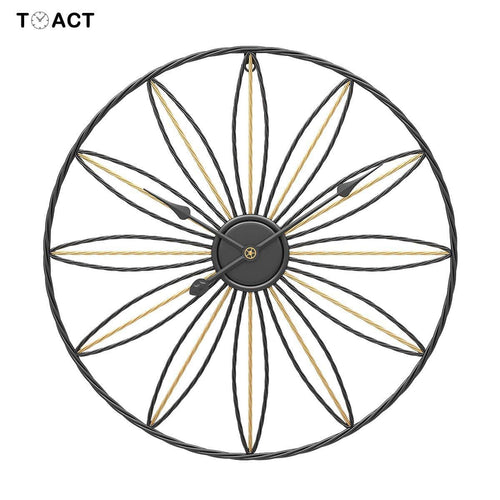 Horloge murale ronde avec rosace en métal rétro Hollow