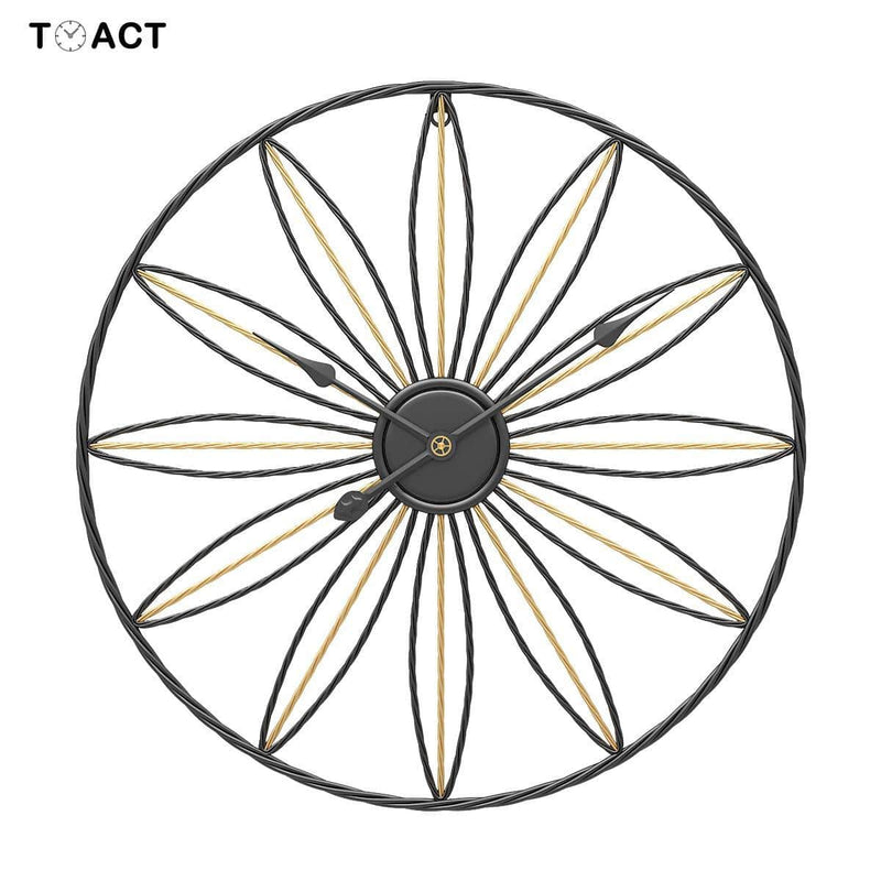 Horloge murale ronde avec rosace en métal rétro Hollow