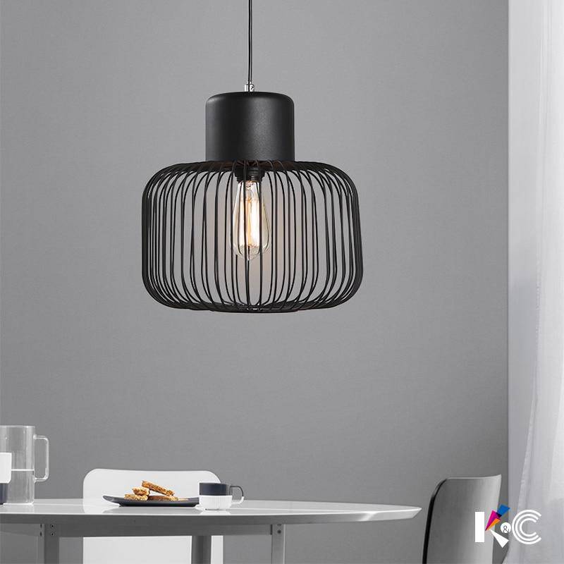 Lampe à poser design à LED avec abat-jour cage arrondie en métal noir - vue 5 sur 14