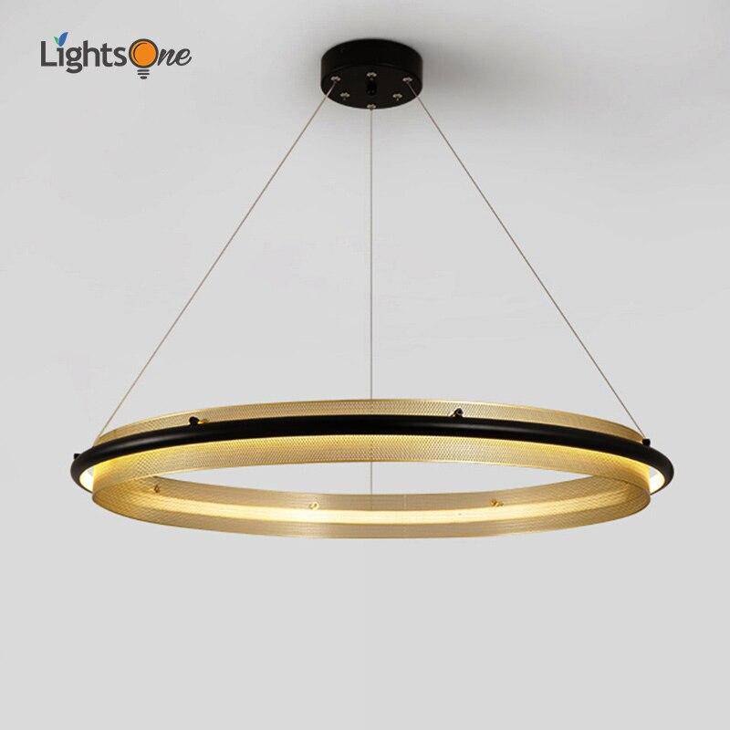 Lustre design à LED avec anneau en métal doré Luxury - vue 5 sur 9