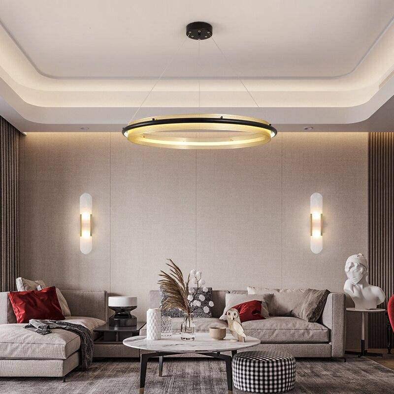 Lustre design à LED avec anneau en métal doré Luxury - vue 4 sur 9