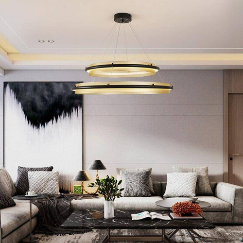 Lustre design à LED avec anneau en métal doré Luxury - vue 4 sur 9
