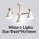 Lustre moderne à LED en bois avec abat-jour métal coloré
