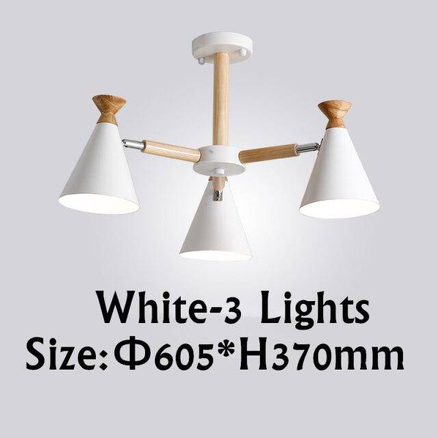 Lustre moderne à LED en bois avec abat-jour métal coloré