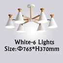 Lustre moderne à LED en bois avec abat-jour métal coloré