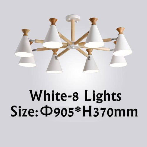 Lustre moderne à LED en bois avec abat-jour métal coloré - vue 7 sur 19