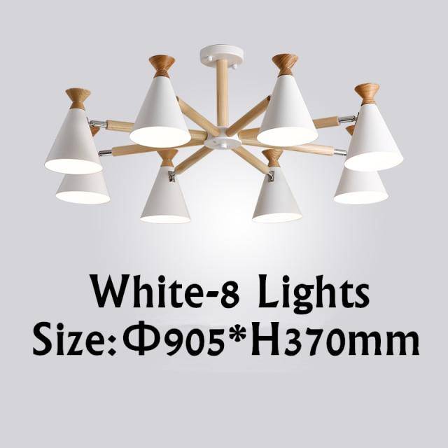 Lustre moderne à LED en bois avec abat-jour métal coloré - vue 6 sur 19