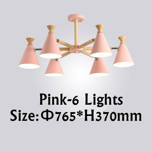 Lustre moderne à LED en bois avec abat-jour métal coloré - vue 14 sur 19