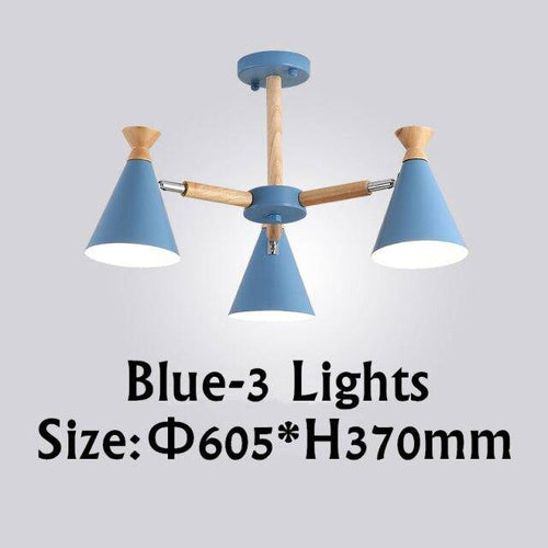 Lustre moderne à LED en bois avec abat-jour métal coloré - vue 11 sur 19