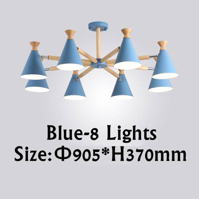 Lustre moderne à LED en bois avec abat-jour métal coloré