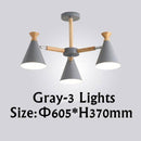 Lustre moderne à LED en bois avec abat-jour métal coloré