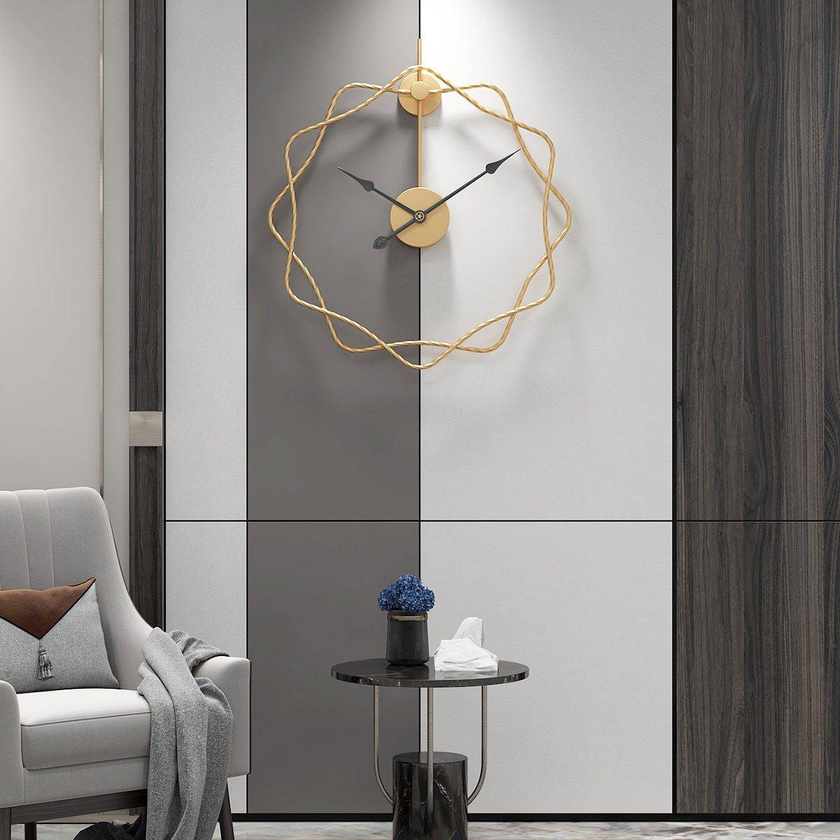 Horloge murale design étoiles décalées en métal 50cm Decor - vue 6 sur 7