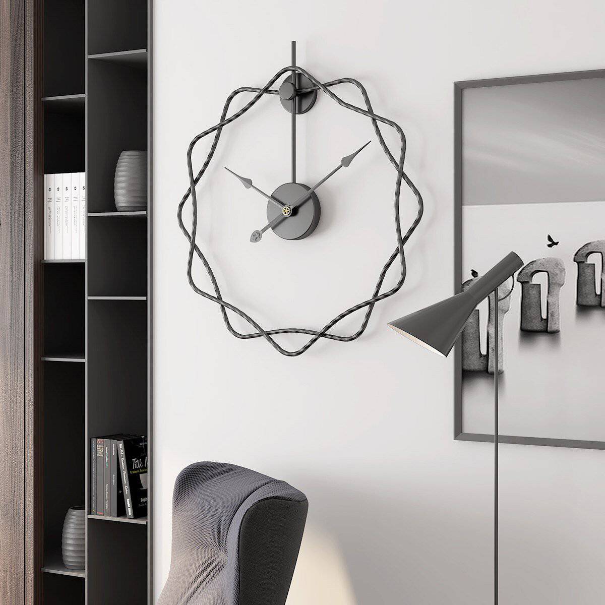 Horloge murale design étoiles décalées en métal 50cm Decor - vue 3 sur 7
