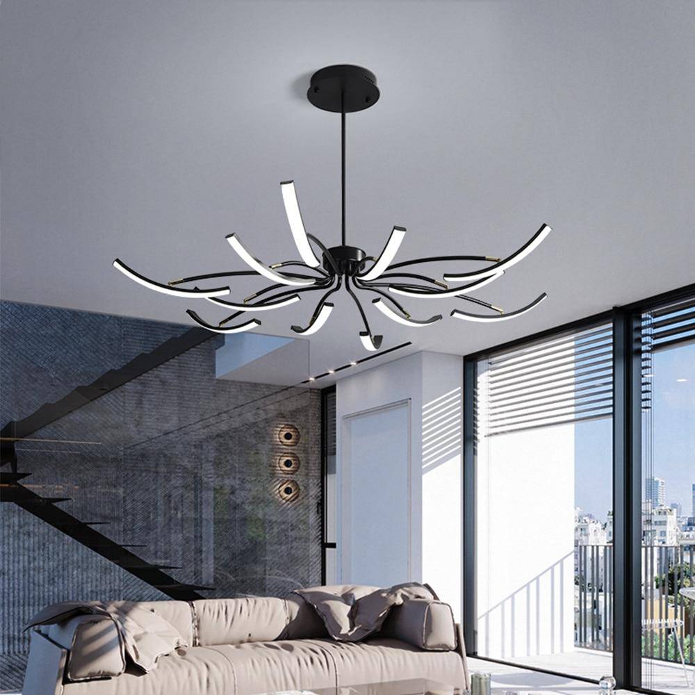 Lustre design à LED en métal avec plusieurs tiges Kyio - vue 2 sur 15