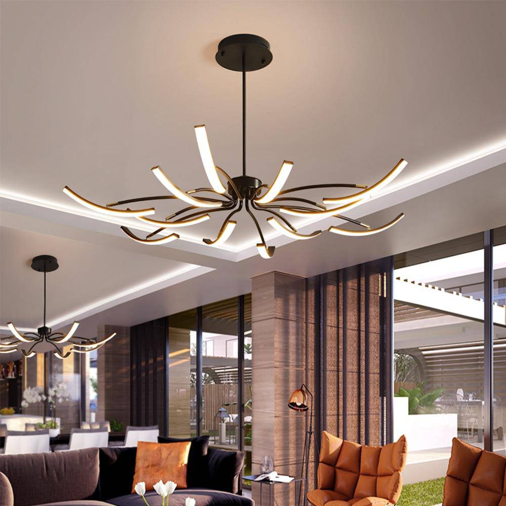 Lustre design à LED en métal avec plusieurs tiges Kyio - vue 3 sur 15