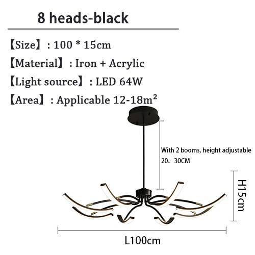 Lustre design à LED en métal avec plusieurs tiges Kyio