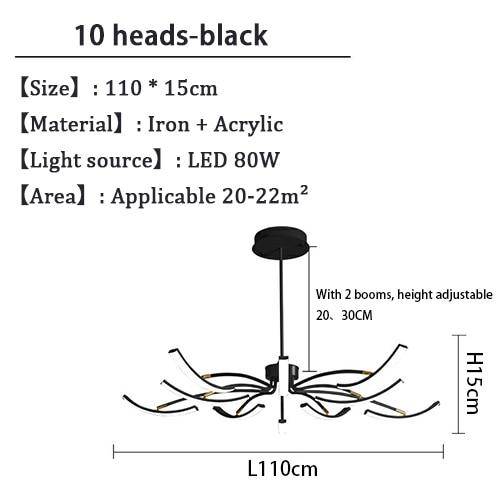 Lustre design à LED en métal avec plusieurs tiges Kyio