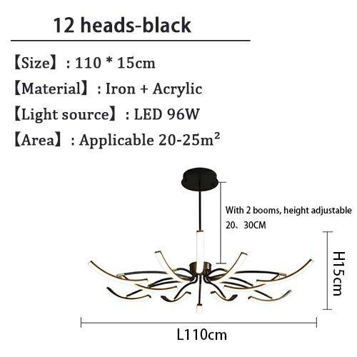 Lustre design à LED en métal avec plusieurs tiges Kyio