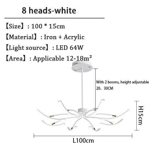 Lustre design à LED en métal avec plusieurs tiges Kyio