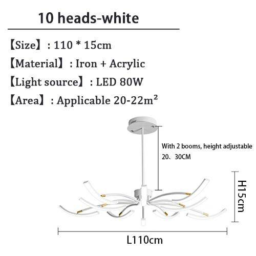 Lustre design à LED en métal avec plusieurs tiges Kyio