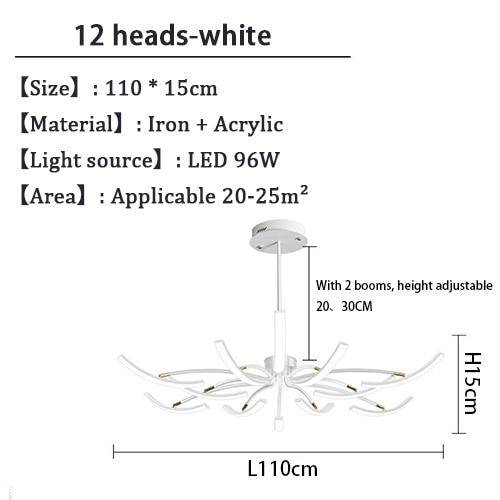 Lustre design à LED en métal avec plusieurs tiges Kyio