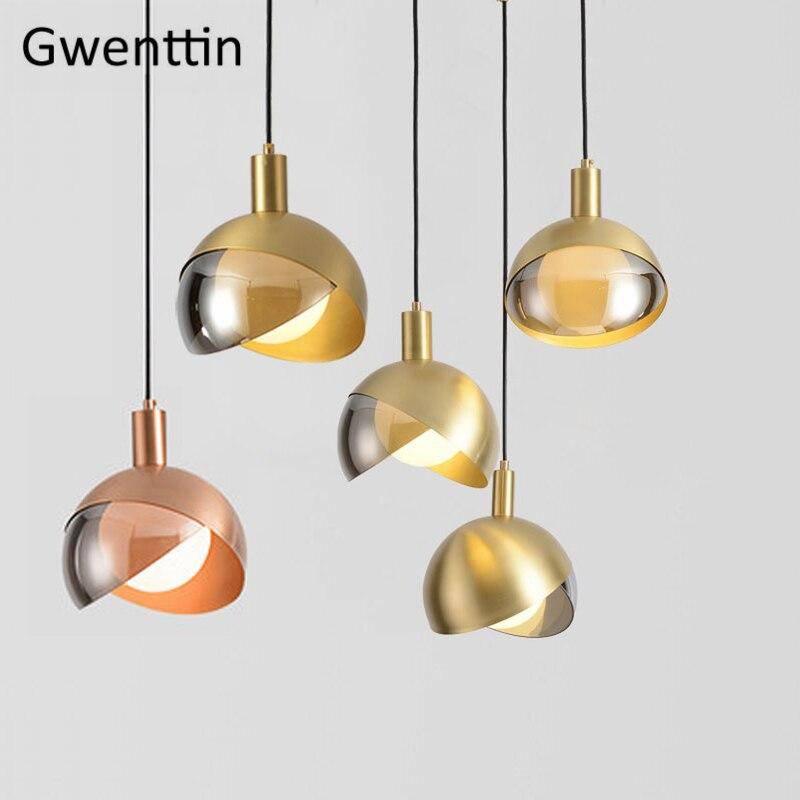Suspension design LED avec abat-jour sphérique en métal doré Loft - vue 4 sur 7