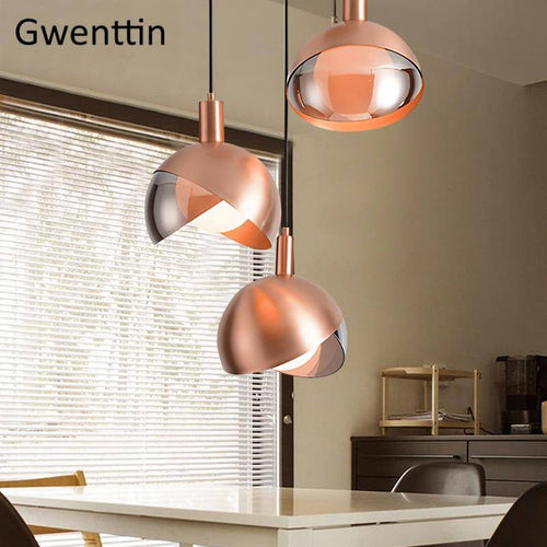 Suspension design LED avec abat-jour sphérique en métal doré Loft - vue 4 sur 7