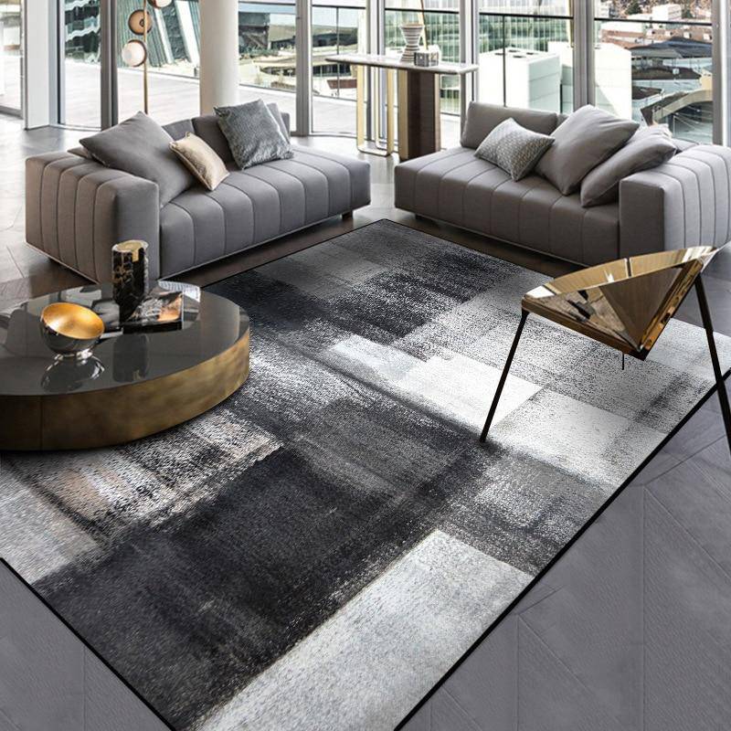 Tapis rectangle moderne noir et blancs Style B - vue 2 sur 3