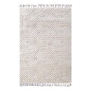 Tapis rectangle berbère blanc à motifs carreaux en relief et franges