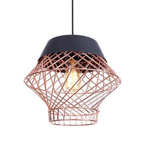 Suspension design à LED avec cage en métal industrielle Loft - vue 8 sur 10