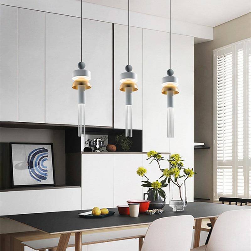 Suspension design en métal arrondi coloré Tassel - vue 4 sur 9