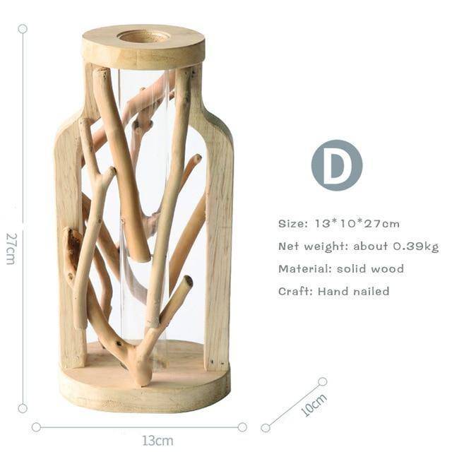 Vase design en verre avec socle en bois style Hydro - vue 7 sur 13