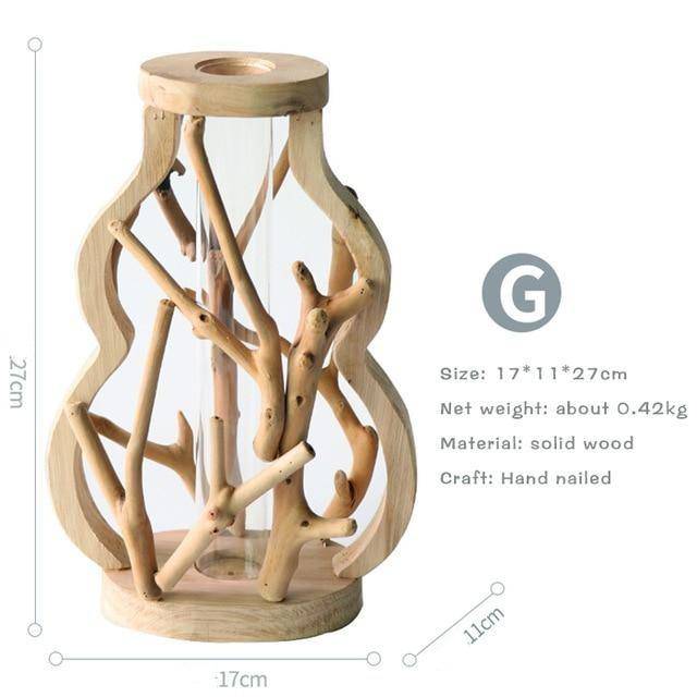 Vase design en verre avec socle en bois style Hydro - vue 11 sur 13