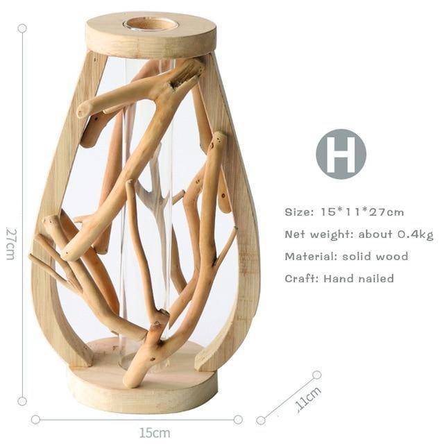 Vase design en verre avec socle en bois style Hydro - vue 12 sur 13